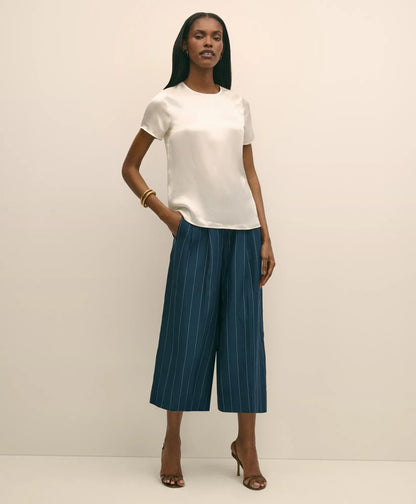 Lyocell-Blend Stripe Wide-Leg Culottes | Brooks Brothers sale