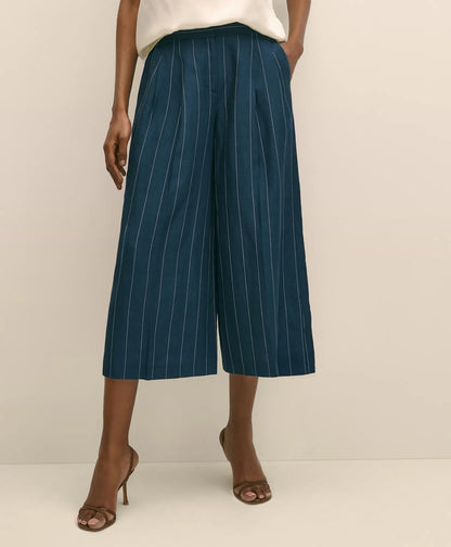 Lyocell-Blend Stripe Wide-Leg Culottes | Brooks Brothers sale