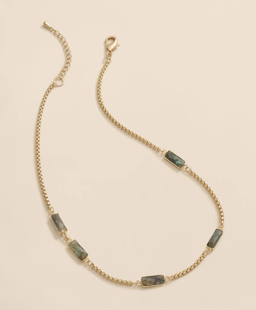 Loni Paul Labradorite Baguette Short Necklace in 14K Plated Gold | Brooks Brothers for sale