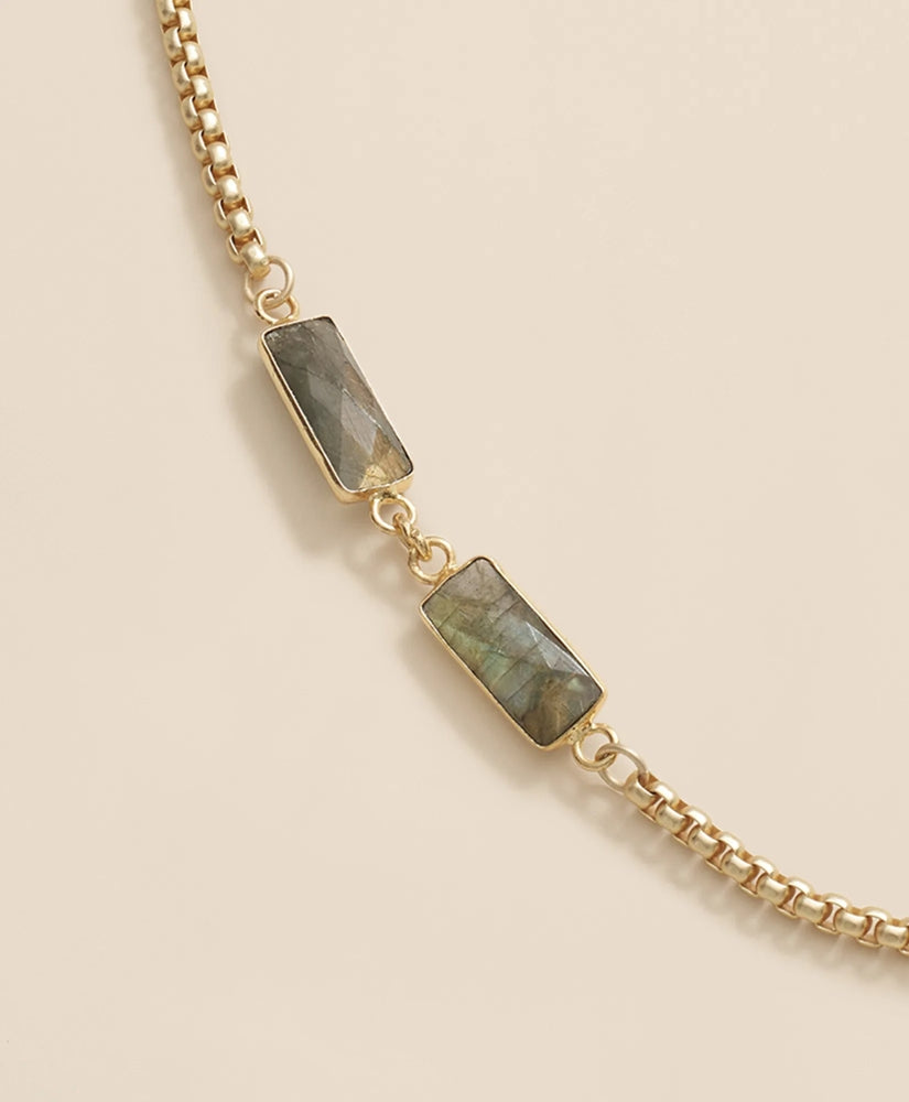 Loni Paul Labradorite Baguette Short Necklace in 14K Plated Gold | Brooks Brothers for sale