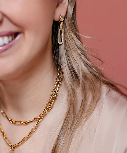 Loni Paul Pave Chain Link Earrings in 14K Plated Gold | Brooks Brothers online