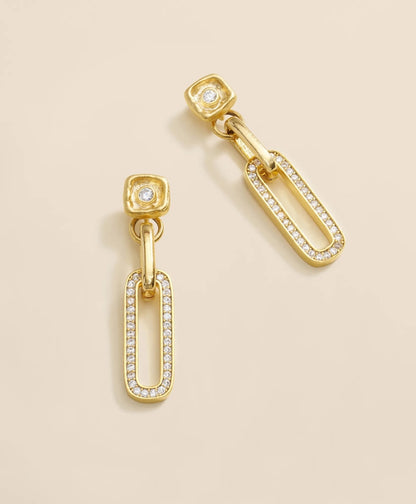 Loni Paul Pave Chain Link Earrings in 14K Plated Gold | Brooks Brothers online