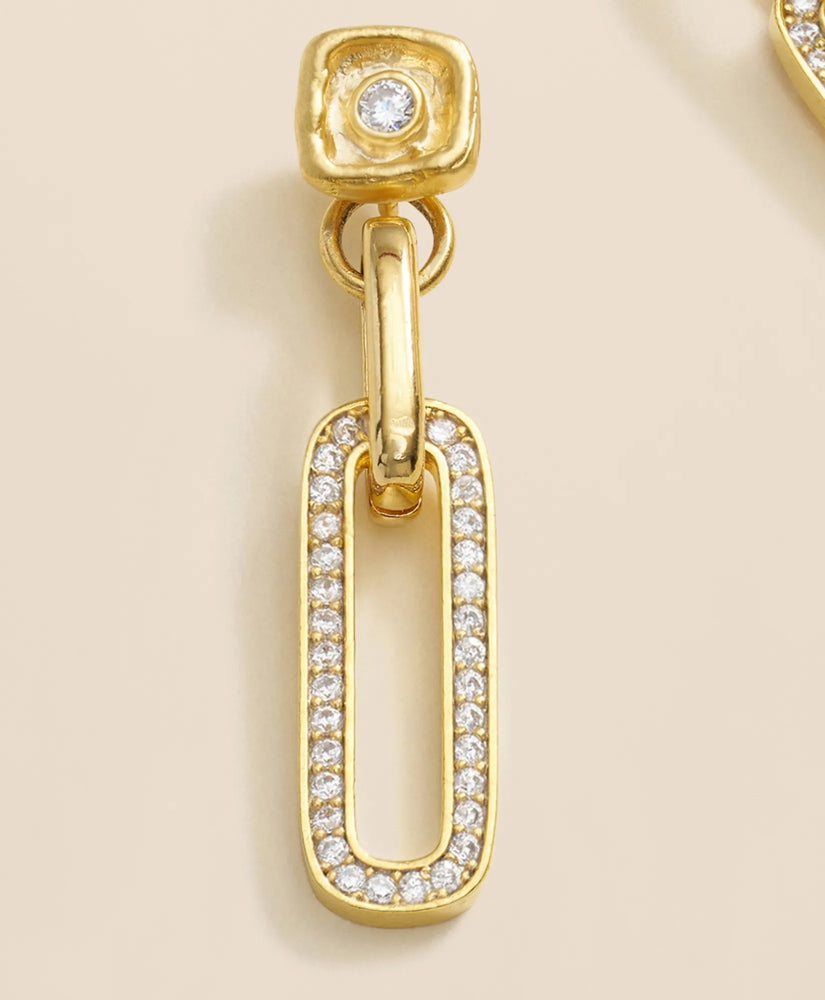 Loni Paul Pave Chain Link Earrings in 14K Plated Gold | Brooks Brothers online