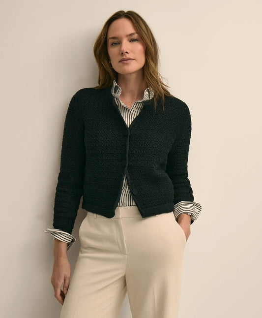 Mercerized Cotton Crochet Sweater Jacket | Brooks Brothers sale