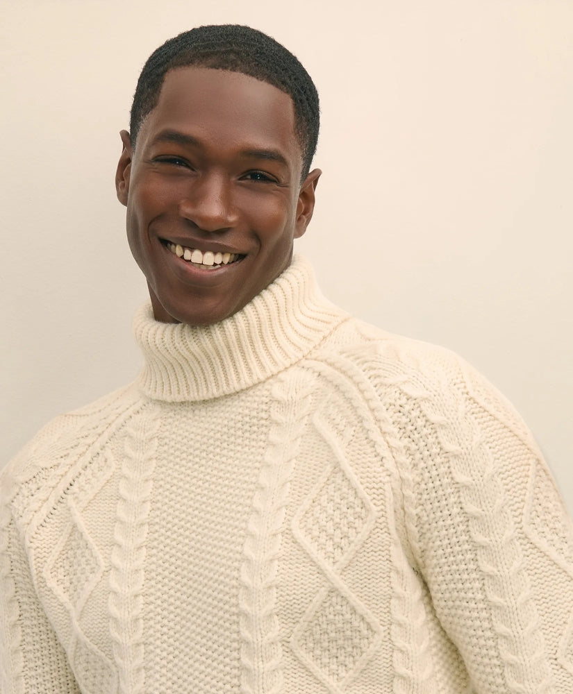 Merino Wool Archive Aran Turtleneck Sweater | Brooks Brothers sale