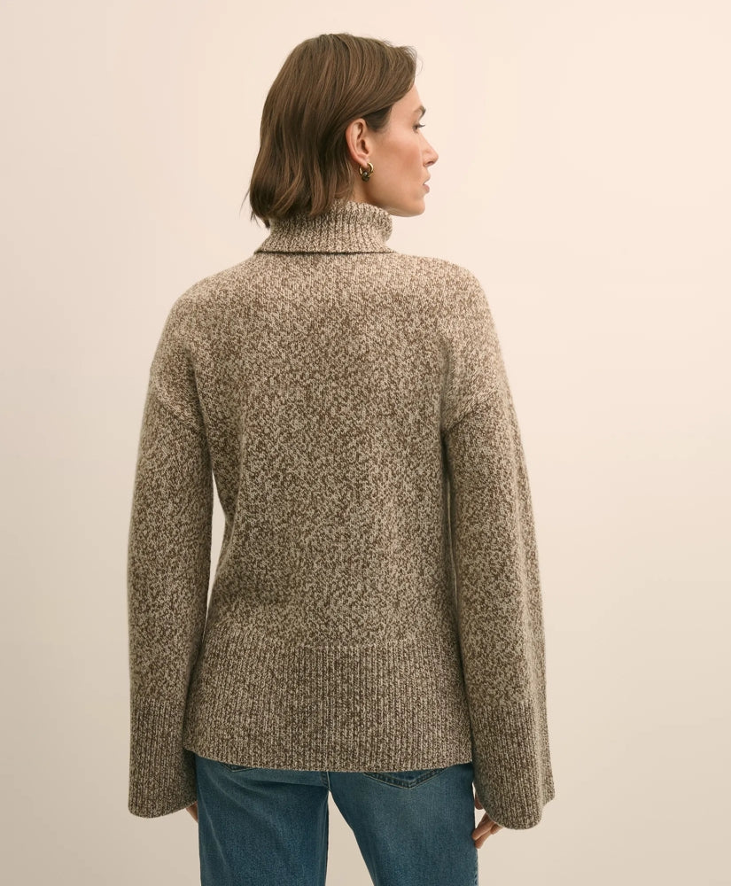Merino Wool Blend Marled Cable-Knit Turtleneck Sweater | Brooks Brothers online