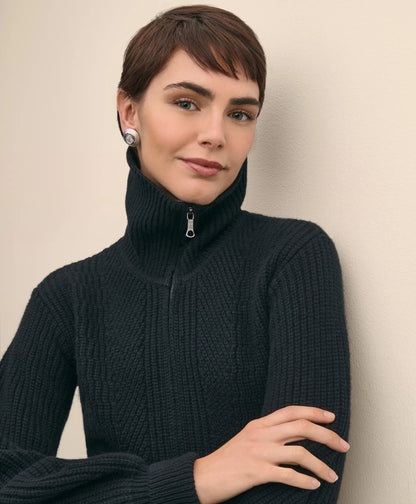 Merino Wool Blend Peplum Zip Cardigan | Brooks Brothers on sale