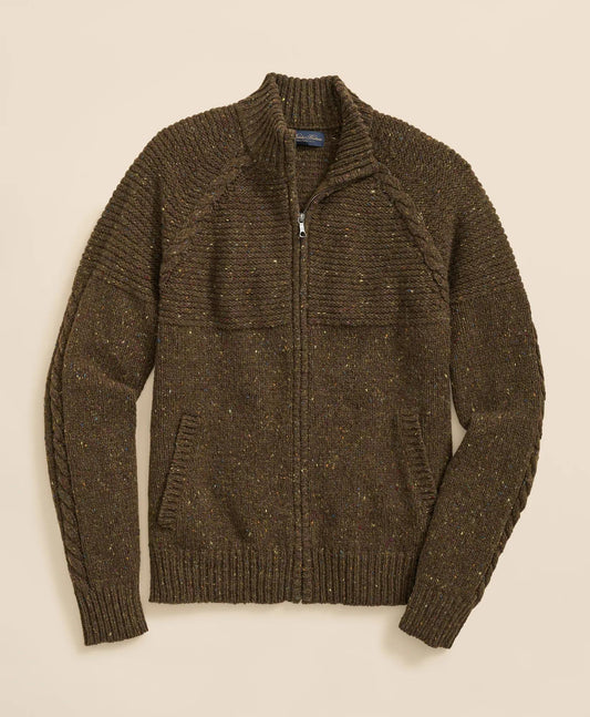 Merino Wool Donegal Zip Cardigan | Brooks Brothers online