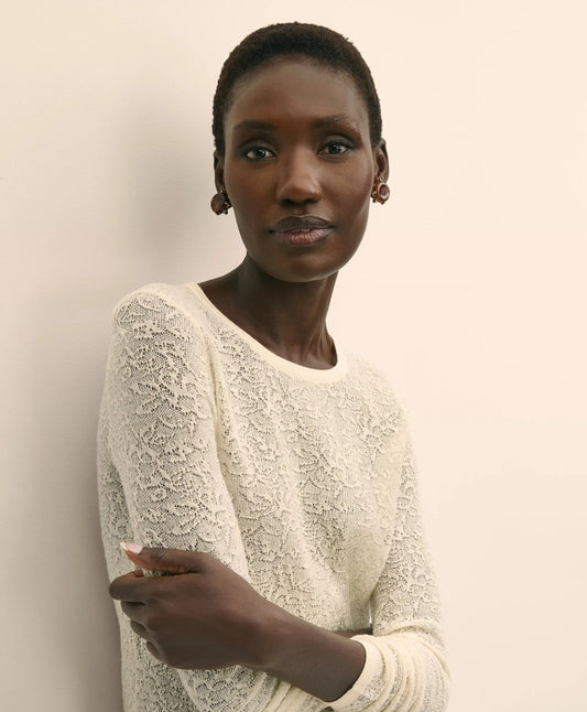 Merino Wool Lace Sweater | Brooks Brothers online shop