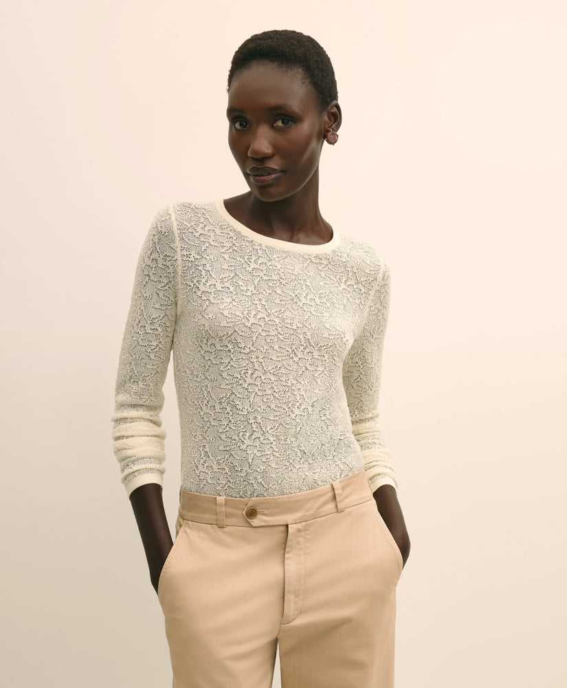 Merino Wool Lace Sweater | Brooks Brothers online shop