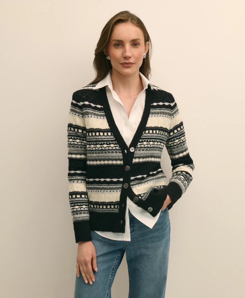 Merino Wool Pointelle Cardigan | Brooks Brothers on sale