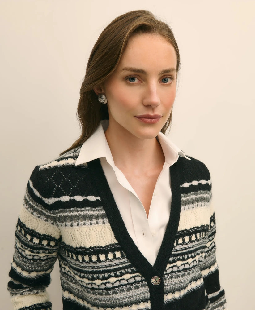 Merino Wool Pointelle Cardigan | Brooks Brothers on sale
