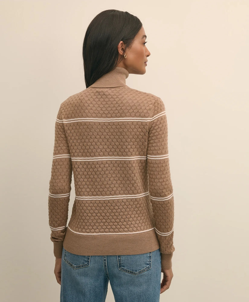 Merino Wool Striped Pointelle Turtleneck | Brooks Brothers sale