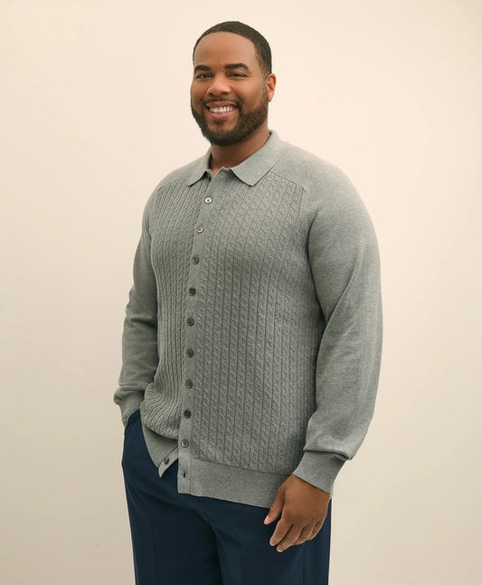 Mini-Cable Knit Polo Cardigan, Big & Tall | Brooks Brothers sale