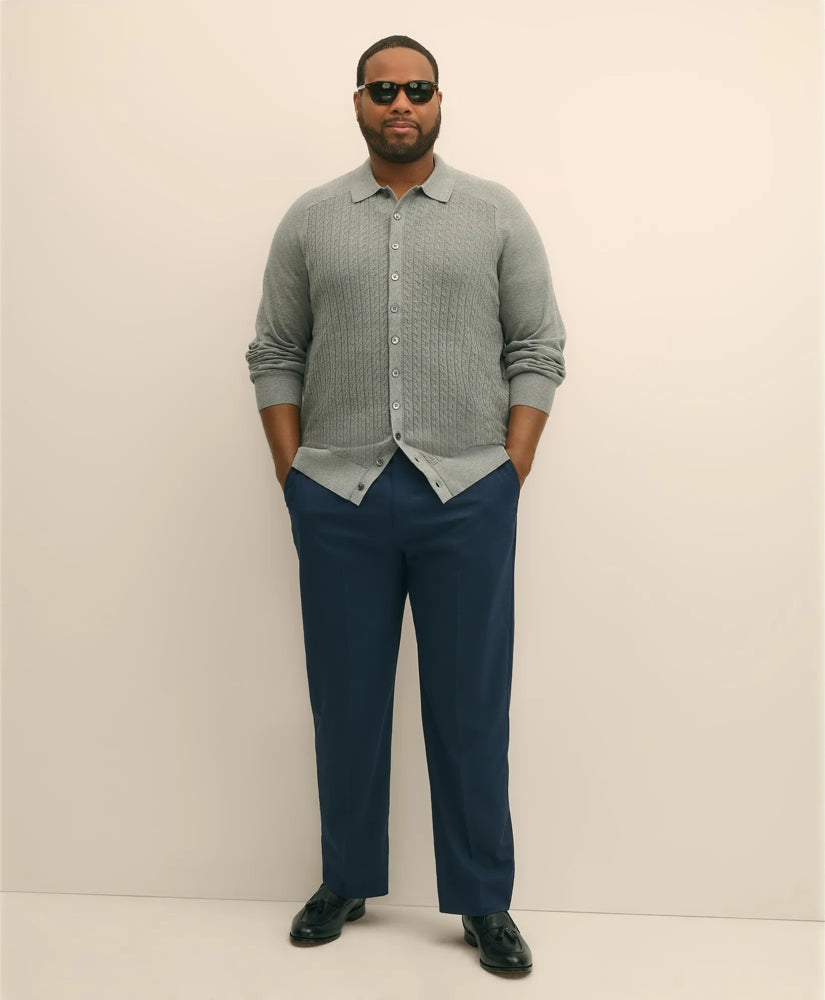 Mini-Cable Knit Polo Cardigan, Big & Tall | Brooks Brothers sale