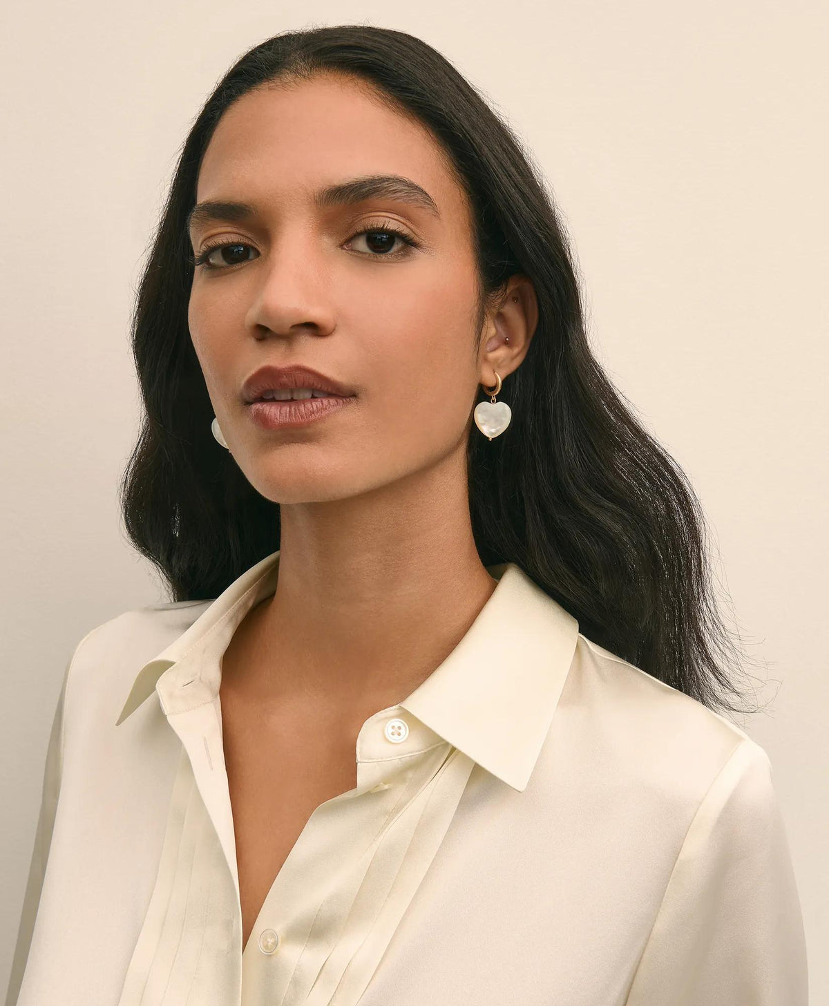 Mother-of-Pearl Gold-Toned Heart Hoop Earrings | Brooks Brothers outlet
