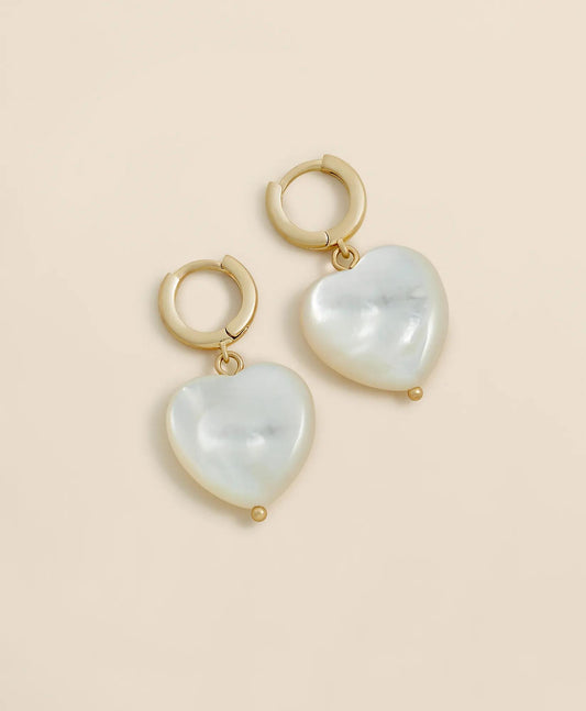 Mother-of-Pearl Gold-Toned Heart Hoop Earrings | Brooks Brothers outlet