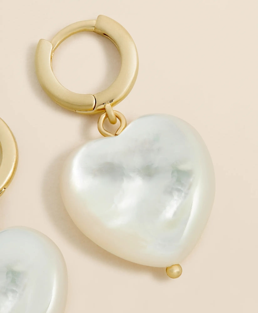 Mother-of-Pearl Gold-Toned Heart Hoop Earrings | Brooks Brothers outlet