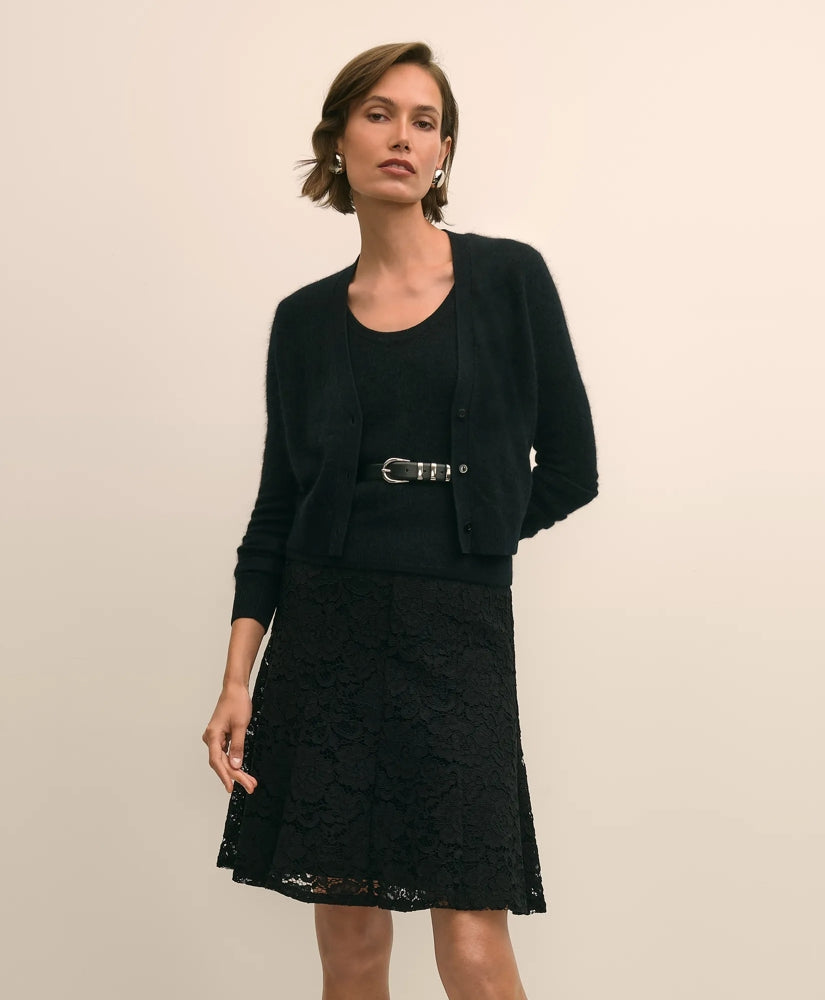 Cotton-Viscose Blend Fluted Lace Skirt | Brooks Brothers online