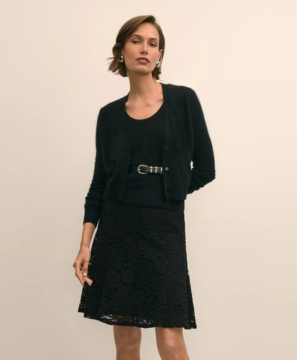 Cotton-Viscose Blend Fluted Lace Skirt | Brooks Brothers online