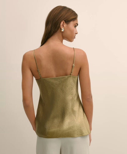 Viscose Bronze-Gold V-Neck Camisole | Brooks Brothers on sale