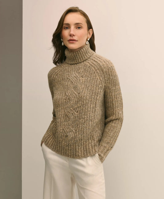 Alpaca-Wool Blend Relaxed Shimmer Turtleneck Sweater | Brooks Brothers online shop