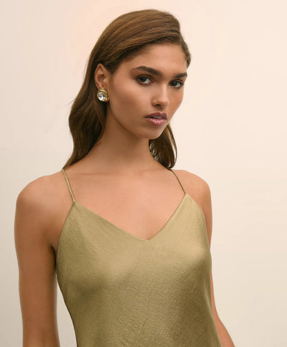 Viscose Bronze-Gold V-Neck Camisole | Brooks Brothers on sale