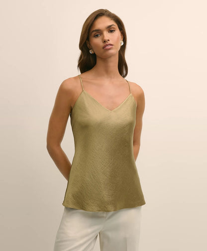 Viscose Bronze-Gold V-Neck Camisole | Brooks Brothers on sale