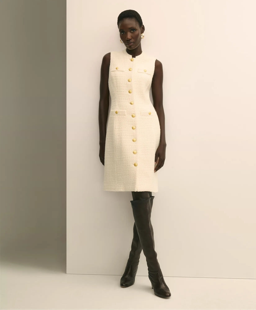 Boucle Sleeveless Button-Front Sheath Dress | Brooks Brothers sale
