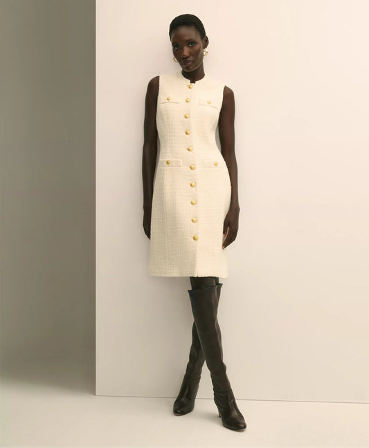 Boucle Sleeveless Button-Front Sheath Dress | Brooks Brothers sale