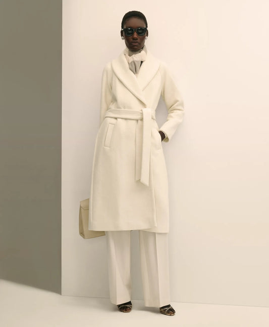 Wool Blend Shawl-Collar Wrap Coat | Brooks Brothers outlet