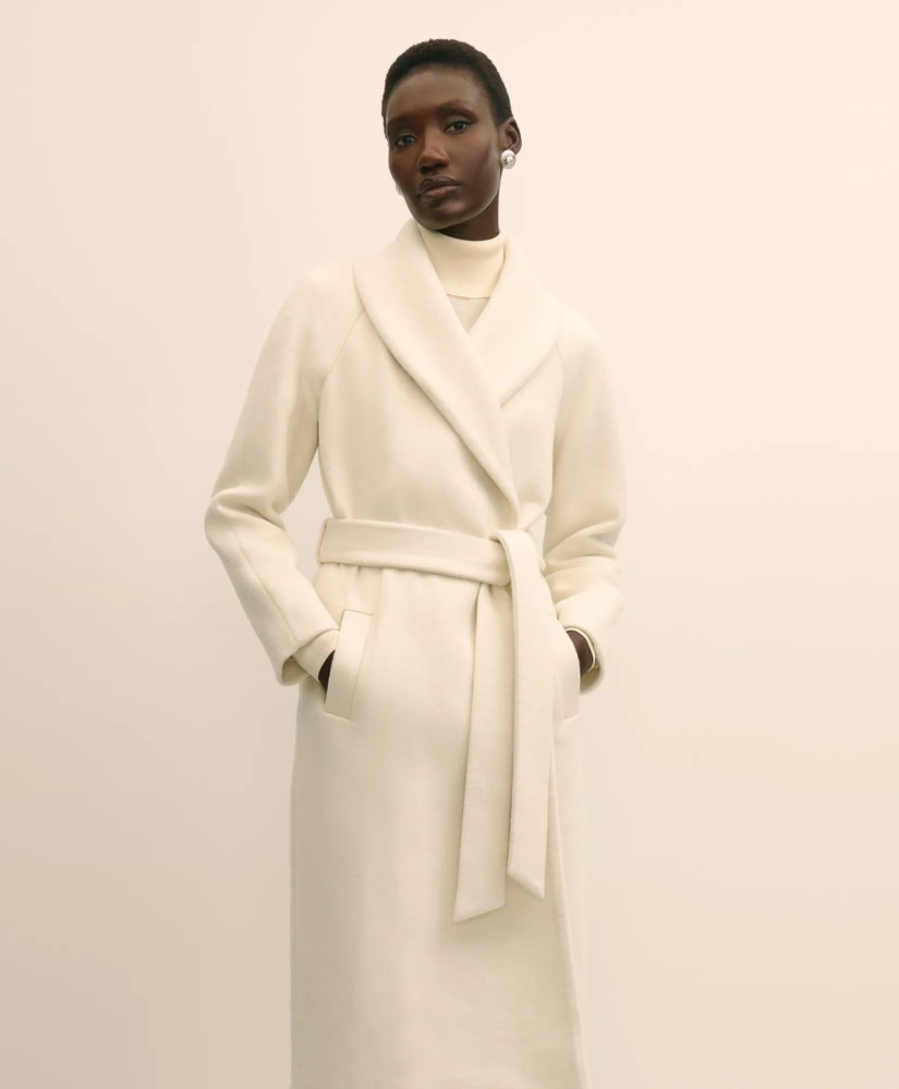 Wool Blend Shawl-Collar Wrap Coat | Brooks Brothers outlet