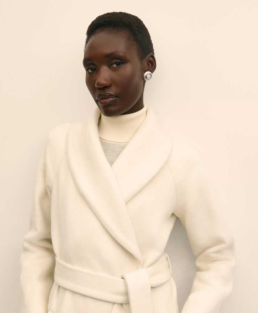 Wool Blend Shawl-Collar Wrap Coat | Brooks Brothers outlet