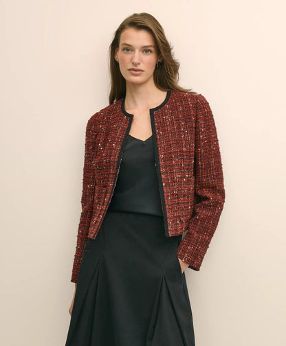 Cotton-Wool Blend Boucle Shimmer Cropped Jacket | Brooks Brothers for sale