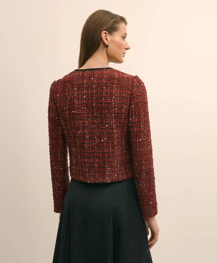 Cotton-Wool Blend Boucle Shimmer Cropped Jacket | Brooks Brothers for sale