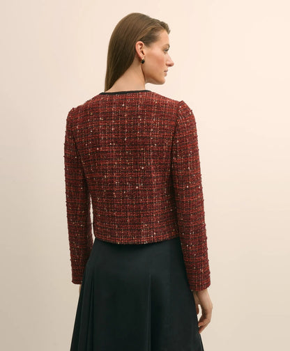 Cotton-Wool Blend Boucle Shimmer Cropped Jacket | Brooks Brothers for sale