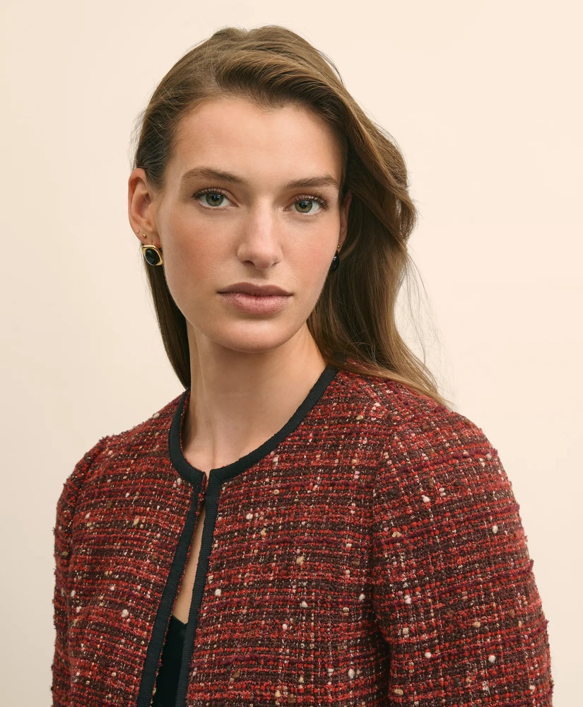 Cotton-Wool Blend Boucle Shimmer Cropped Jacket | Brooks Brothers for sale