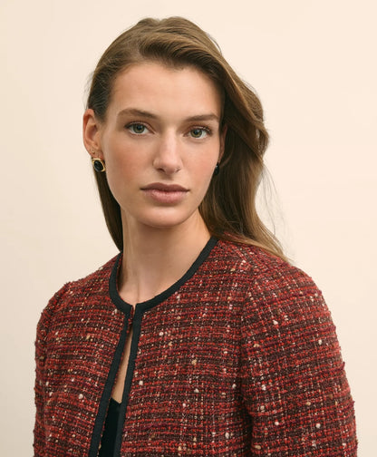 Cotton-Wool Blend Boucle Shimmer Cropped Jacket | Brooks Brothers for sale