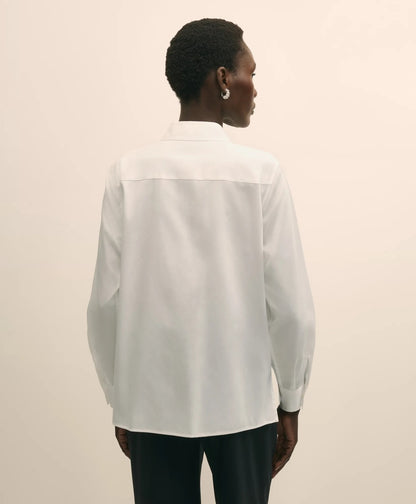 Cotton Sateen Relaxed Lace-Bib Shirt | Brooks Brothers discount