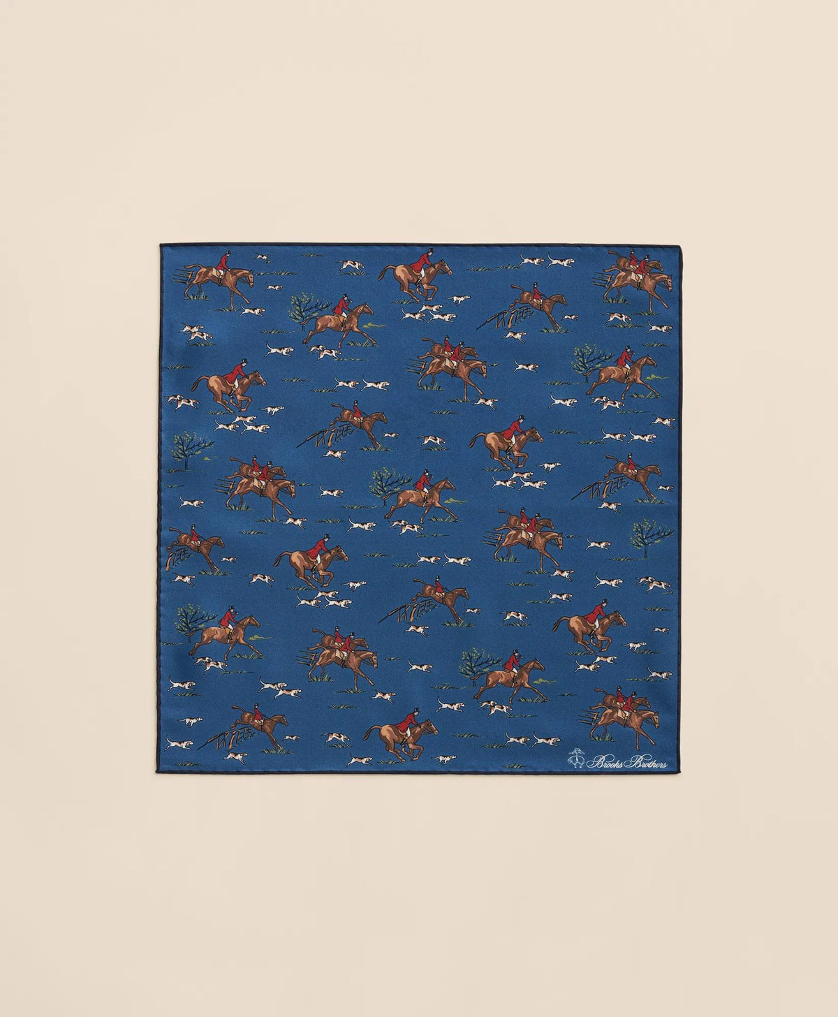 Equestrian Motif Silk Pocket Square | Brooks Brothers online shop