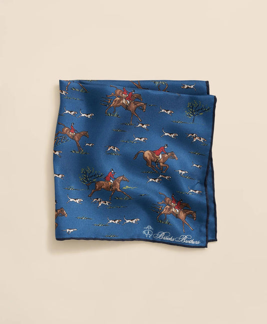 Equestrian Motif Silk Pocket Square | Brooks Brothers online shop