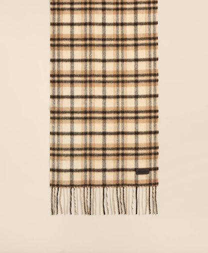 Plaid Camel Hair Windowpane Fringed Scarf | Brooks Brothers online