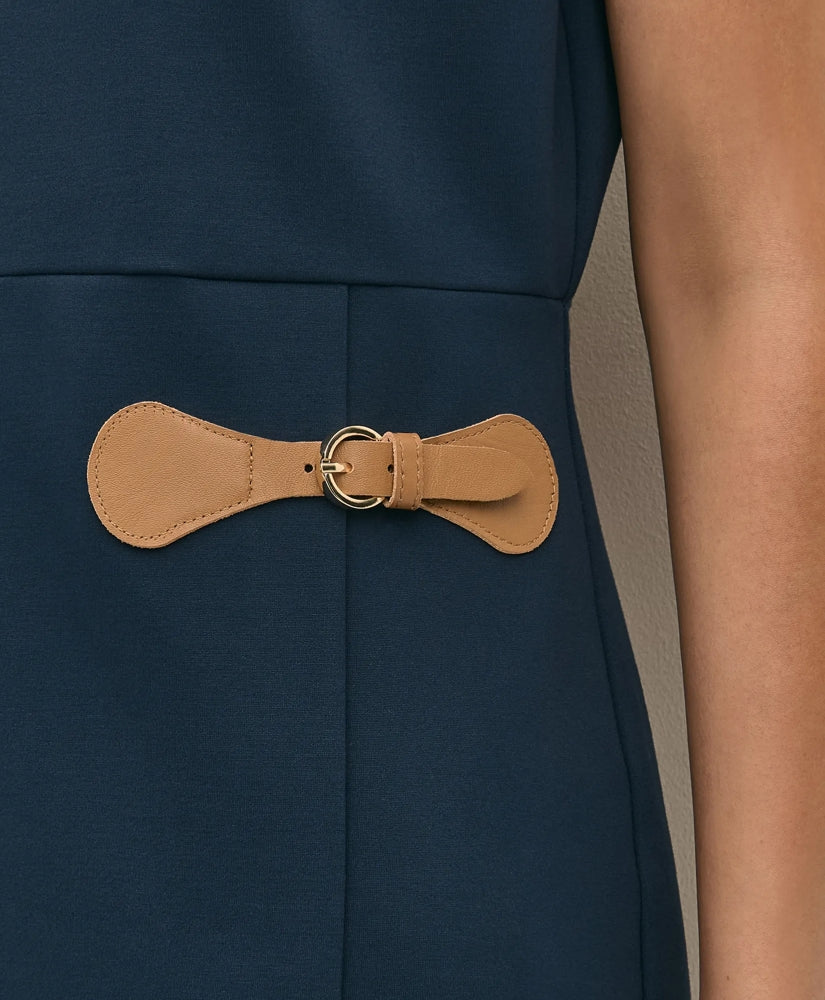 Ponte Short-Sleeve Mini Dress With Buckle Detail | Brooks Brothers outlet
