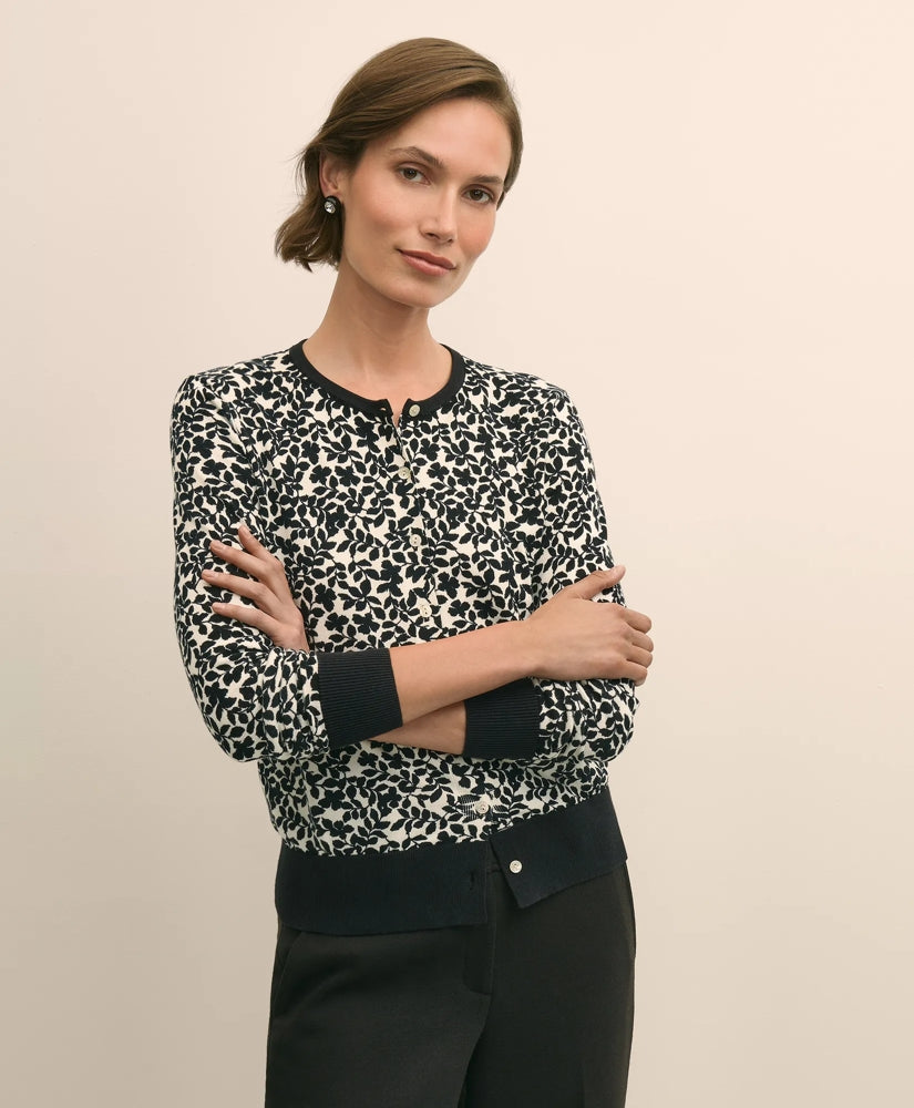 Leaf Print Cotton Cardigan | Brooks Brothers for sale