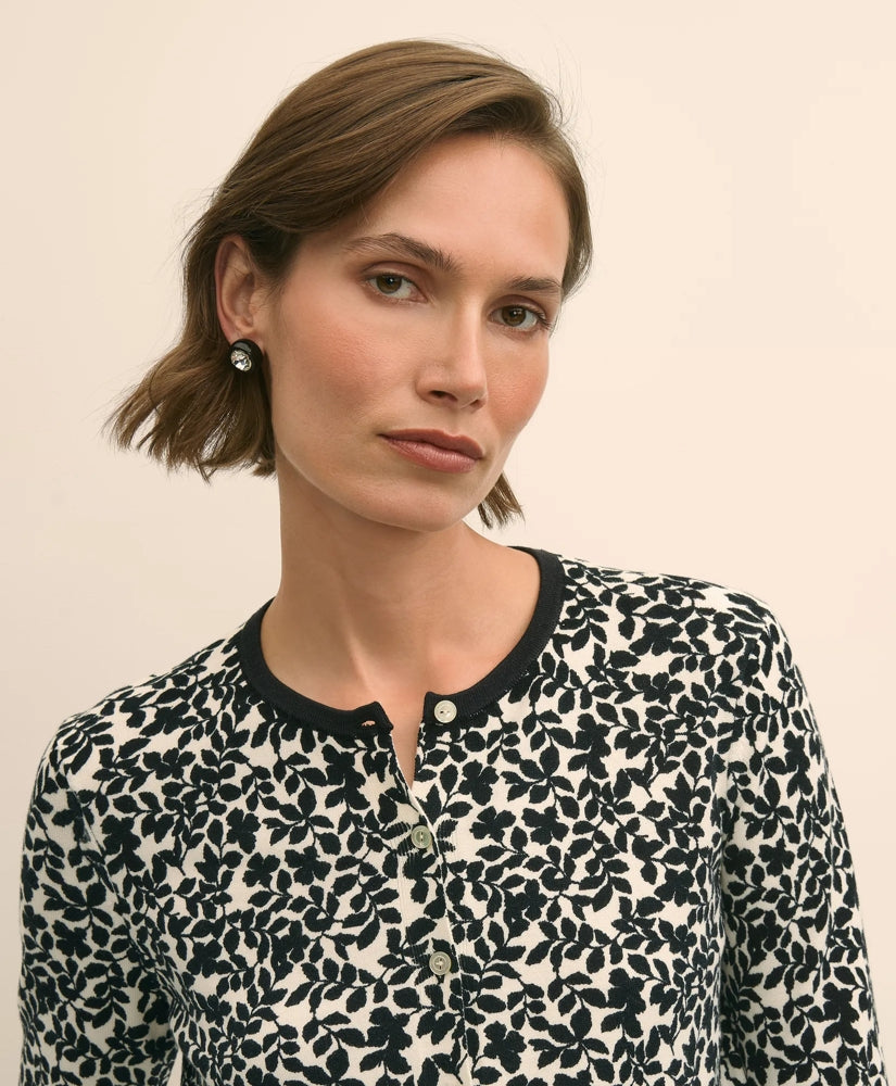 Leaf Print Cotton Cardigan | Brooks Brothers for sale