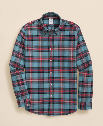 Portuguese Flannel Polo Button Down Collar, Stewart Tartan Shirt | Brooks Brothers online