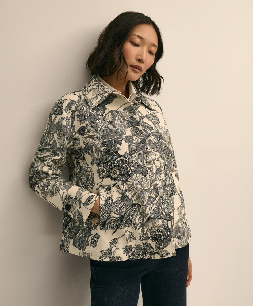 Relaxed Cotton Twill Floral Jacket | Brooks Brothers on sale