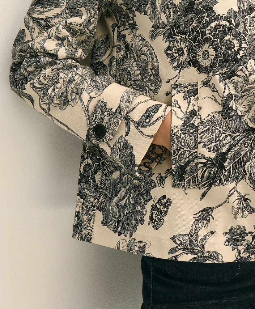 Relaxed Cotton Twill Floral Jacket | Brooks Brothers on sale