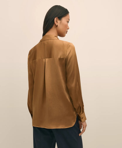 Relaxed Fit Silk Charmeuse Blouse | Brooks Brothers discount