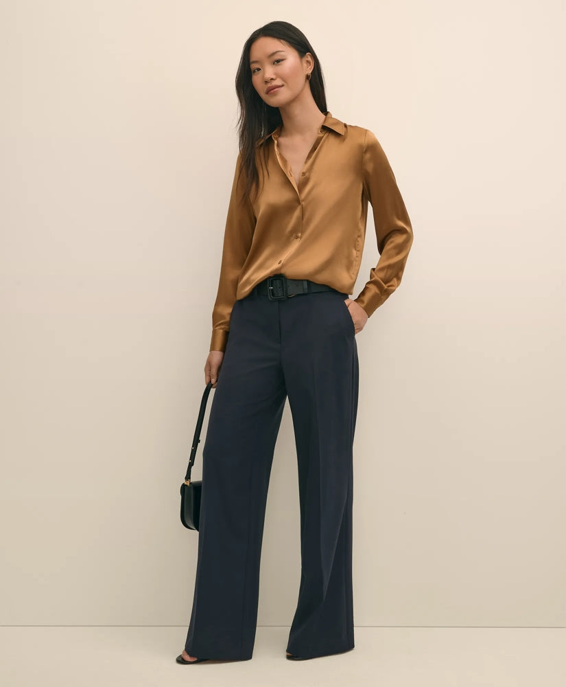 Relaxed Fit Silk Charmeuse Blouse | Brooks Brothers discount
